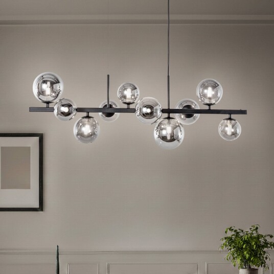 Pendellampe i glass Rumba Domiluce dimbar Sort Stue / spisestue Metall Moderne Flerhodet pendellampe