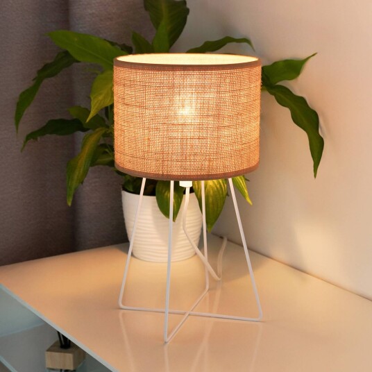 Duolla Bordlampe Trixi med trådramme hvit/beige stoff E14