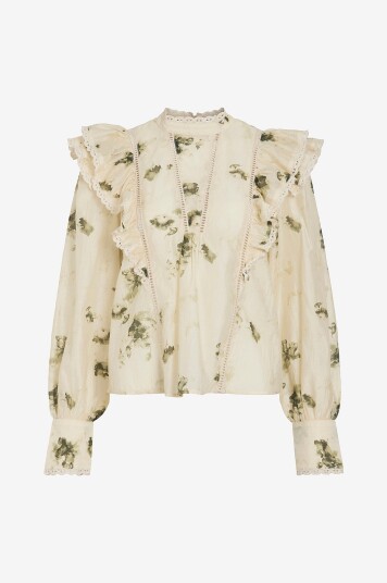 Vila - Bluse viRemo L/S Frill Top - Grå