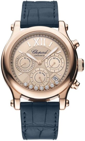 Chopard Dameklokke 274653 5001 Happy Sport Rosegullfarget/Lær Ø40 mm