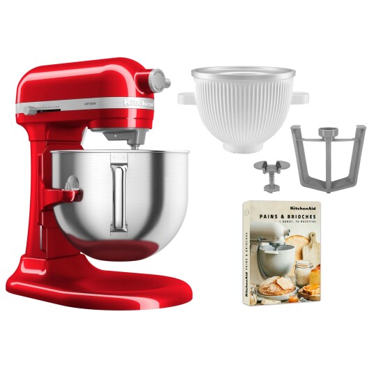 KitchenAid Artisan 5KSM70SHXE kjøkkenmaskin 6,6 liter + 5KSMICM Ice Cream Maker, candy apple KitchenAid Artisan 5KSM70SHXE kjøkkenmaskin 6,6 liter + 5KSMICM Ice Cream Maker, candy apple