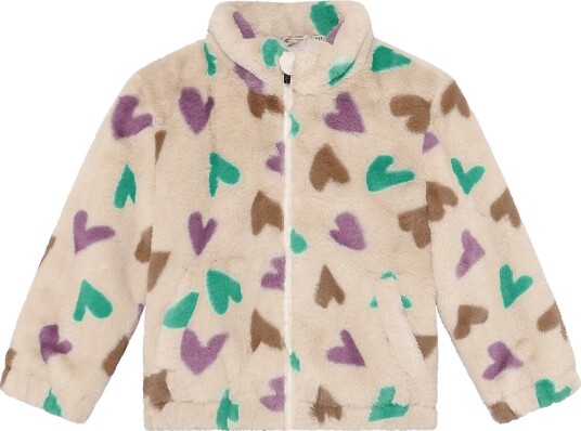 Daily 7 Teddy Jacket Hearts Beige 134 Daily 7 Teddy Jacket Hearts Beige 134