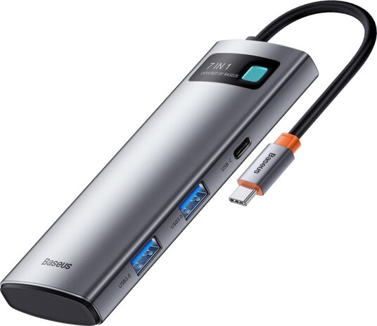 Baseus 7-i-1 USB-C Hub-adapter med HDMI og 2x USB 3.0 Grå