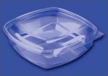 Plastbakke Squarepac 1000 Ml 192X190x54 Mm Hængslet Låg Apet Klar,4 Pk X 75 Stk/Krt