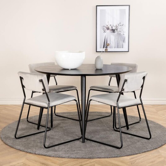Venture Home Spisegruppe Venture Home Dipp Ø115 cm med 4 Kenth Stoler GR22244