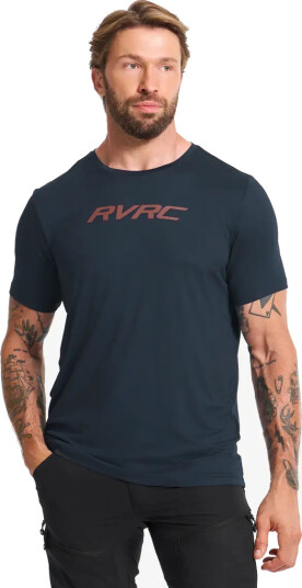 RevolutionRace Herre > Overdeler > T skjorter Mission Logo T shirt Herre Deep Navy/Rusty Orange Størrelse:4XL