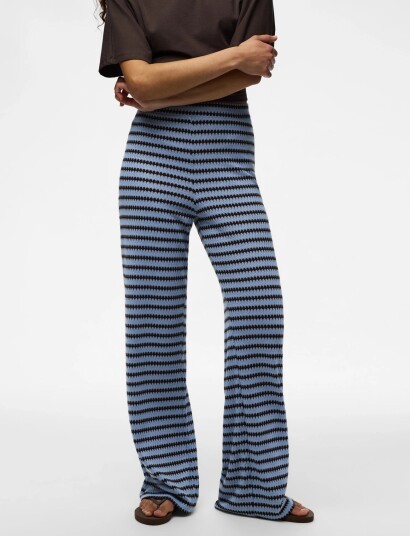 Pieces Pcjeya Hw Wide Knit Pant D2D Jrs Blue L