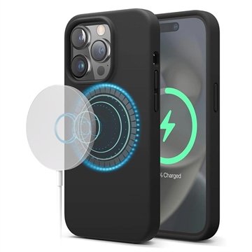 iPhone 15 Pro Max Saii Premium MagSafe Liquid Silikondeksel Svart