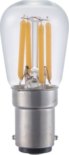 Spl BA15d 3W dimbar LED filamentpære   2500K klar 5,6cm 210lm   Dimbar : Dimbar Kulør : Ekstra varm