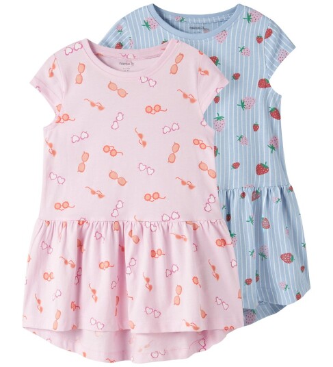 Name It Kjole NmfVigga 2 pack Piruett/Chambray Blue Name It 6 år 116 Kjole Blå Rosa