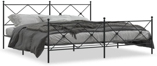 Sengeramme i metall med hode- og fotgavl svart 200x200 cm 8721012374119