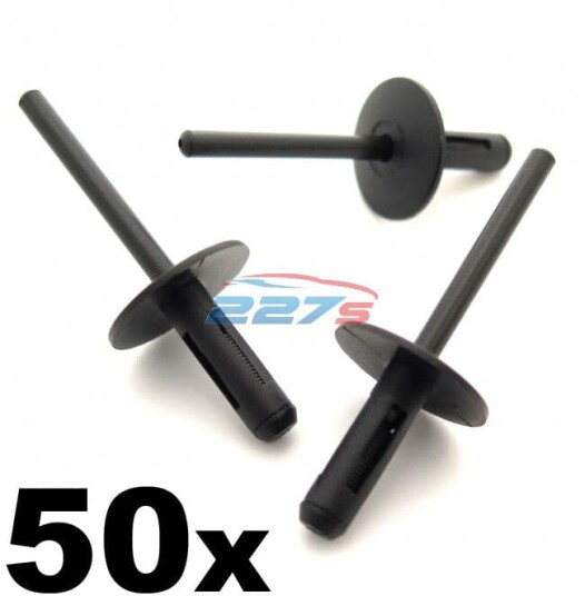 50x BMW Plastic Pop Blind Rivets 6mm Wheel Arches Side Skirts Sills & Bumpers