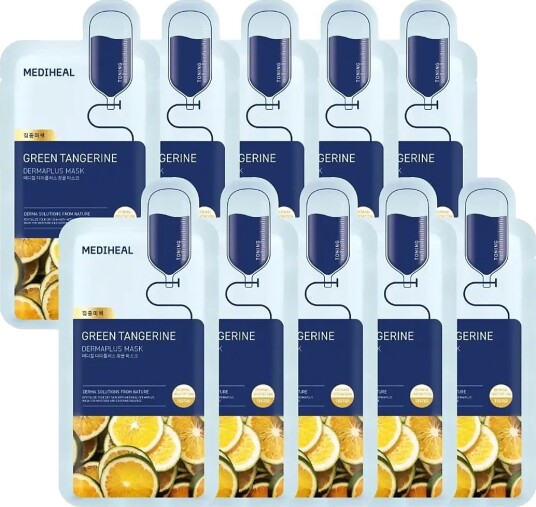 Mediheal Mediheal   Dermaplus Green Tangerine Mask 10Pcs.   Nude   10 PCS