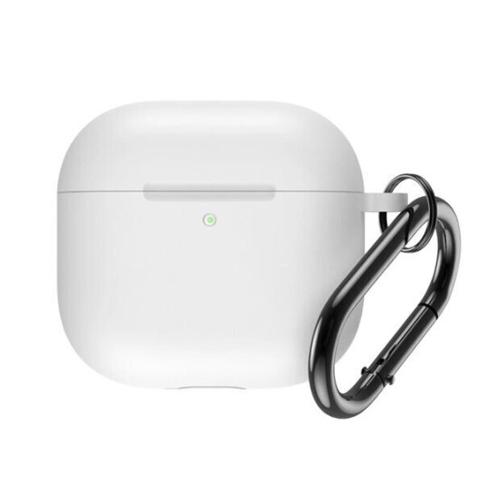 Silikonetui med karabinkrok for Airpods 4   Hvit