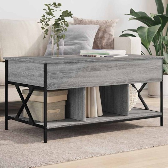  Salongbord grå sonoma 100x55x50 cm konstruert tre og metall