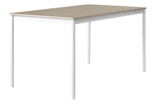 Muuto Base spisebord oak, hvitt stativ, plywoodkant, 140 x 80 cm