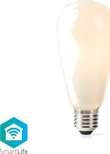 SmartLife LED Lyspære | Wi Fi | E27 | 500 lm | 5 W | Varm Hvit | 2700 K | Glass | Android™ / IOS | ST64 | 1 stk. SmartLife LED Lyspære | Wi Fi | E27 | 500 lm | 5 W | Varm Hvit | 2700 K | Glass | Android™ / IOS | ST64 | 1 stk.