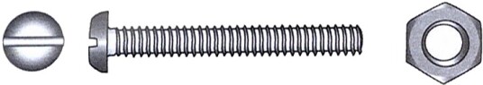 Maskinskrue m/mutter A4 DIN 84/934 5 mm 50 mm 4 stk Maskinskrue m/mutter A4 DIN 84/934 5 mm 50 mm 4 stk