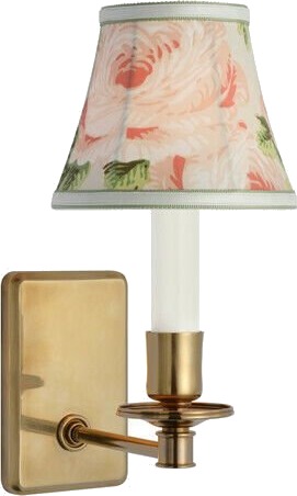 Tara 11" Sconce Antique Brass/Blush Salisbury Chintz Bell Empire Shade Tara 11" Sconce Antique Brass/Blush Salisbury Chintz Bell Empire Shade