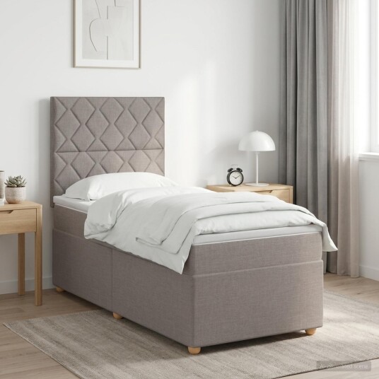vidaXL Kontinentalseng med madrass Gråbrun 80 x 200 cm Stoff