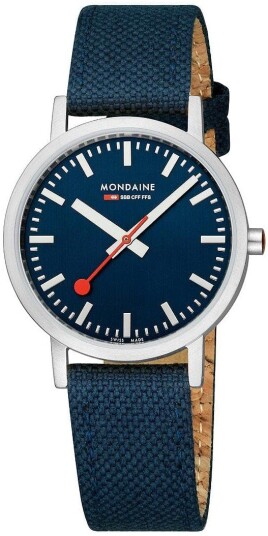 Mondaine Dameklokke A660.30314.40SBD Classic Blå/Lær Ø36 mm