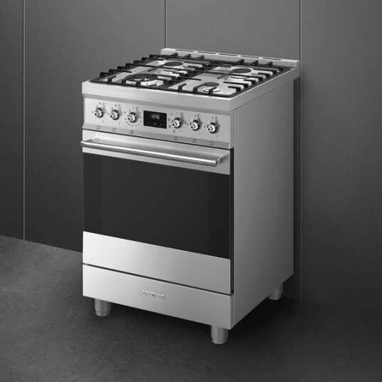 Smeg Classic 60 cm Gasskomfyr med Timer og Grill i Rustfritt Stål C6GMX2 Smeg Classic 60 cm Gasskomfyr med Timer og Grill i Rustfritt Stål C6GMX2
