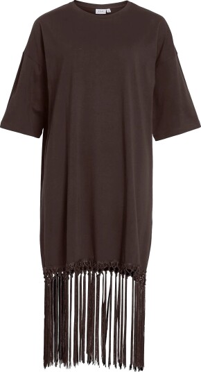 Vila Vikata 2/4 Oversize Fringe Dress Brown S