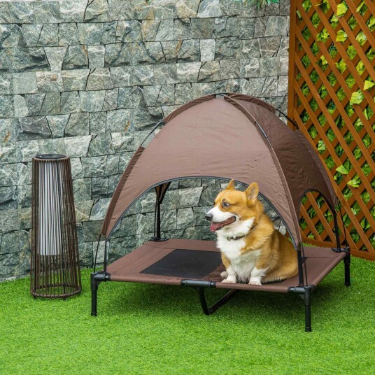 Forhøyet Hundeseng Utekaffe 92X76X90 cm