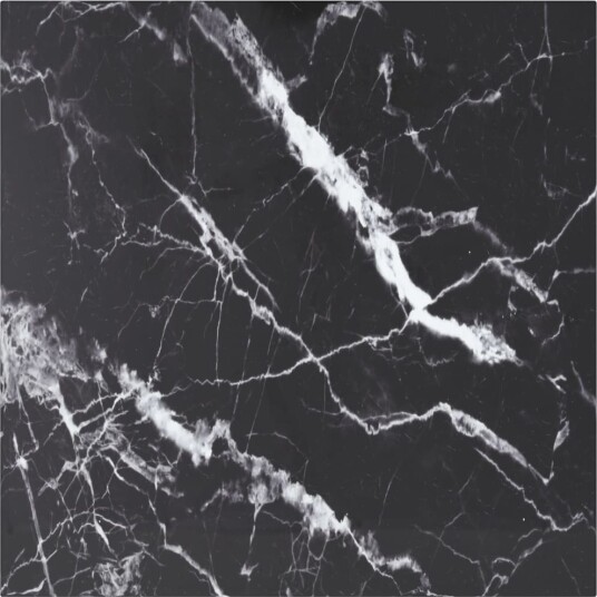 Bordplate svart 60x60 cm 6 mm herdet glass med marmor design