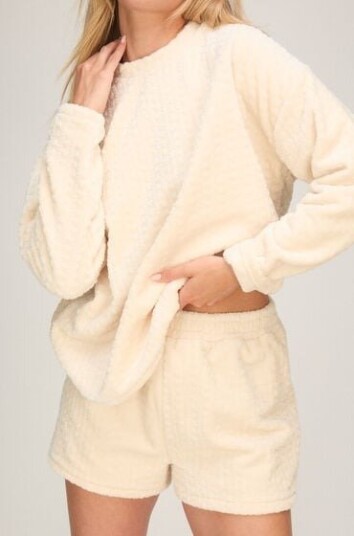 Hunkemöller Pyjamasett Cable Fleece Heart Hvit