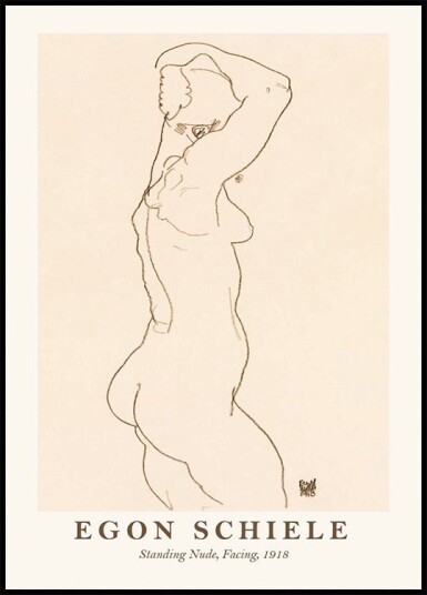 Egon Schiele Standing Nude Facing Plakat Plakat / 40x50cm