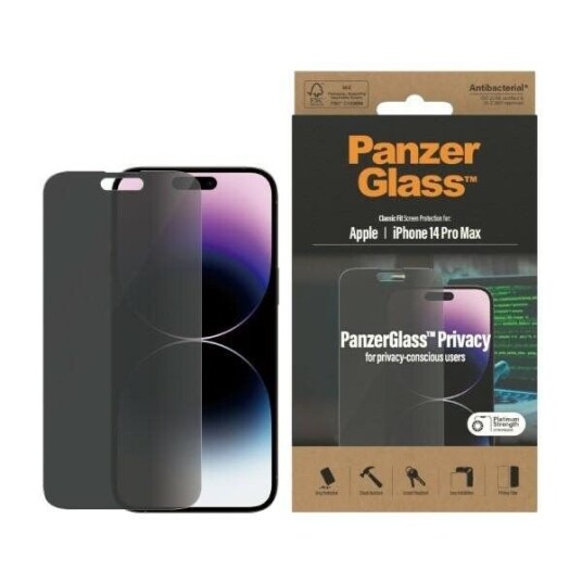 PanzerGlass Skjermbeskytter iPhone 14 Pro Max Classic Fit med Privacy-filter