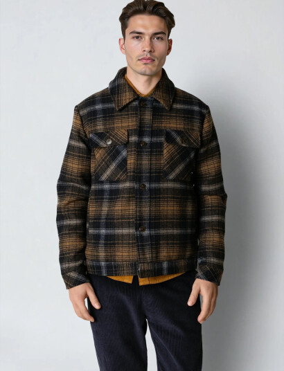 Clean Cut Copenhagen Luke Check Wool Jacket - Brown - M