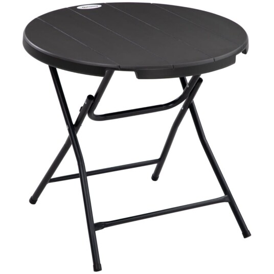 Hagebord Rundt Sammenleggbart Bord Ø80 Cm Sidebord For 4 Personer Hage Spisebord Med Dekorativt Trelook For Balkong Mørkegrå Hagebord Rundt Sammenleggbart Bord Ø80 Cm Sidebord For 4 Personer Hage Spisebord Med Dekorativt Trelook For Balkong Mørkegrå