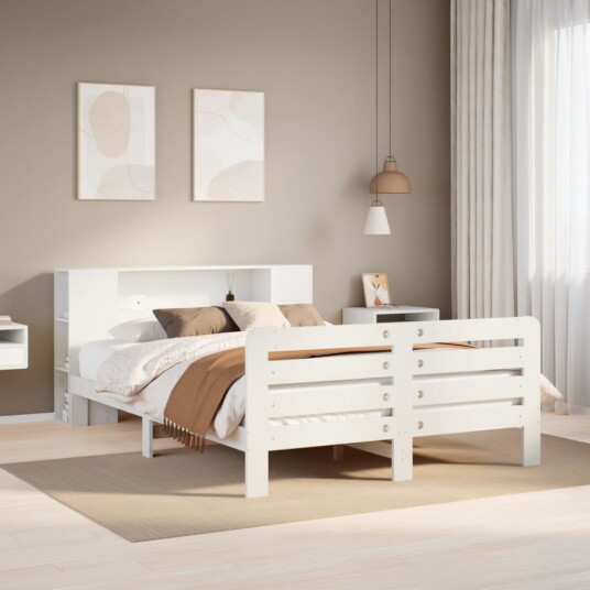 Sengeramme uten madrass hvit 140x190 cm heltre furu 3309900