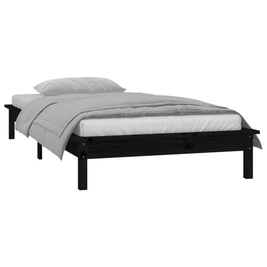 vidaXL Sengeramme med LED svart 90x200 cm heltre vidaXL Sengeramme med LED svart 90x200 cm heltre