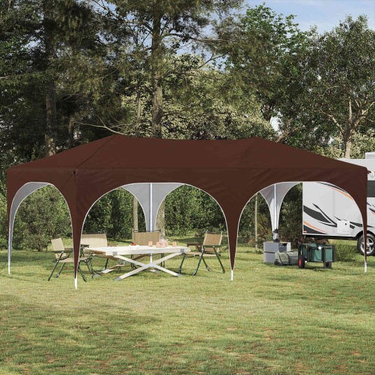 vidaXL Pop up Festtelt 575 x 288 x 245 cm Brun Oxford Stoff