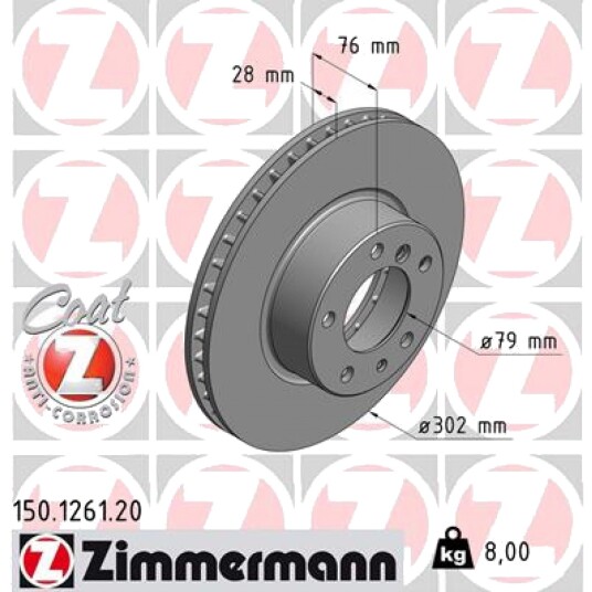Bremseskive ZIMMERMANN 150.1261.20