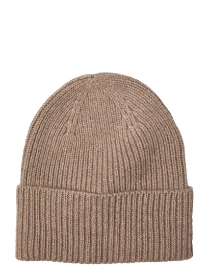 Davida Cashmere Fold Rib Cap - Beige - ONE SIZE Davida Cashmere Fold Rib Cap - Beige - ONE SIZE