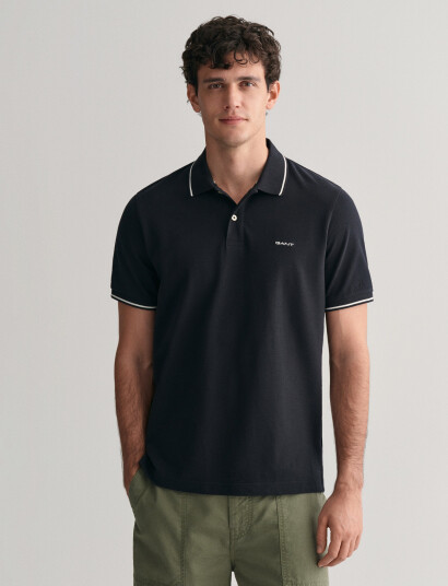 GANT Tipping Ss Pique Polo - Black - S