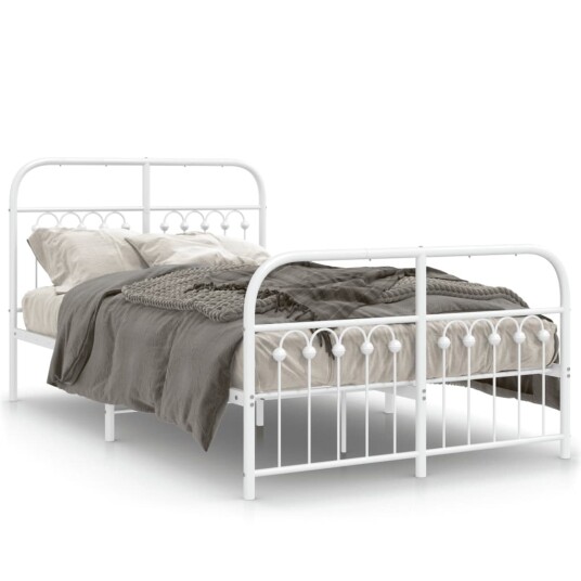  Sengeramme i metall med hode- og fotgavl hvit 120x190 cm 8721102645532