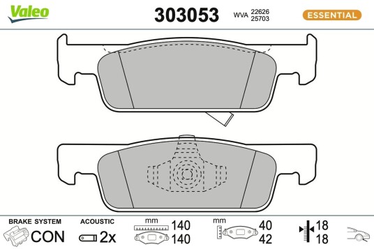VALEO 303053 Bremseklosser