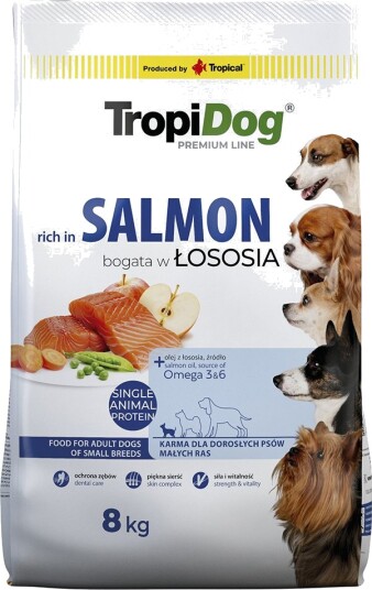 Tropidog Tørrfôr Adult Premium Small Laks 2 X 8 kg Tropidog Tørrfôr Adult Premium Small Laks 2 X 8 kg