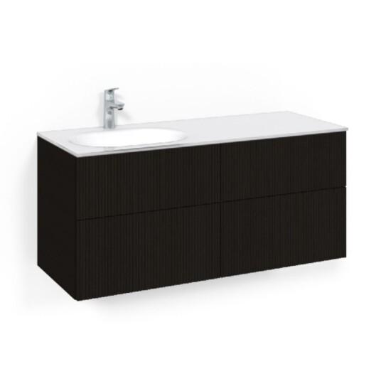 Macro Design Crown Line Servantskap 4-skuff - med Venstre Glasservant 120cm Svart eik / Glass Edge Hvit
