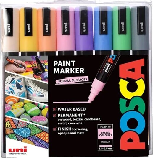 Uni Tusj Uni Posca PC-5M 8 Pastellfarger