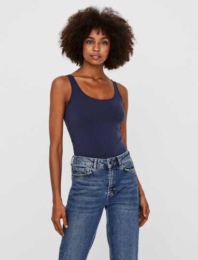 Vero Moda Vmmaxi My Soft Long Tank Top Noos - Navy - L
