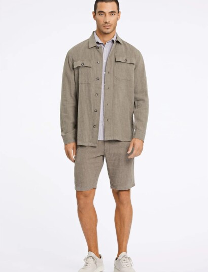 Lindbergh Cotton Linen Overshirts L/S Brown XXL Lindbergh Cotton Linen Overshirts L/S Brown XXL