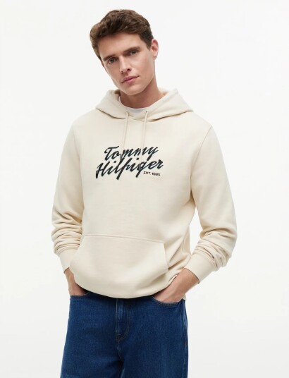 Tommy Hilfiger Summer Text Graphic Hoody Cream XXL