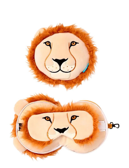 Puckator Relaxeazzz Panda Plush Travel Pillow & Eye Mask - Beige - ONE SIZE