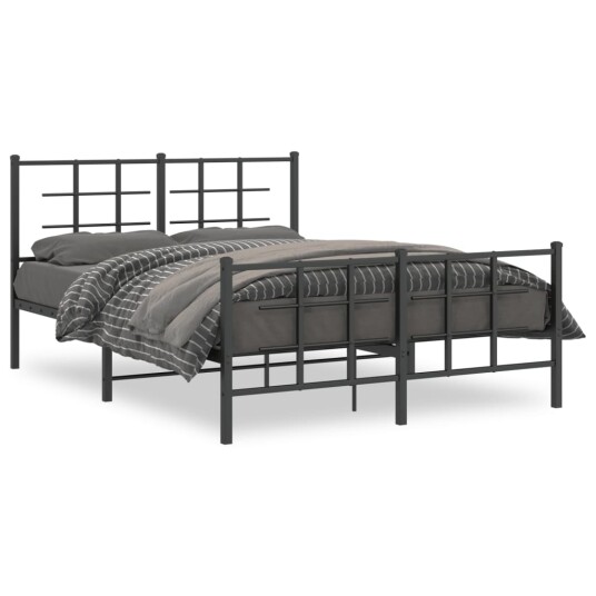  Sengeramme i metall med hode- og fotgavl svart 135x190 cm 8721012303775